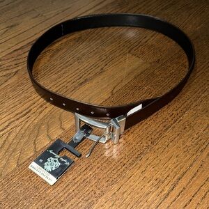 Genuine Leather Metal Buckle Reversible Black and Brown Men’s Belt 36